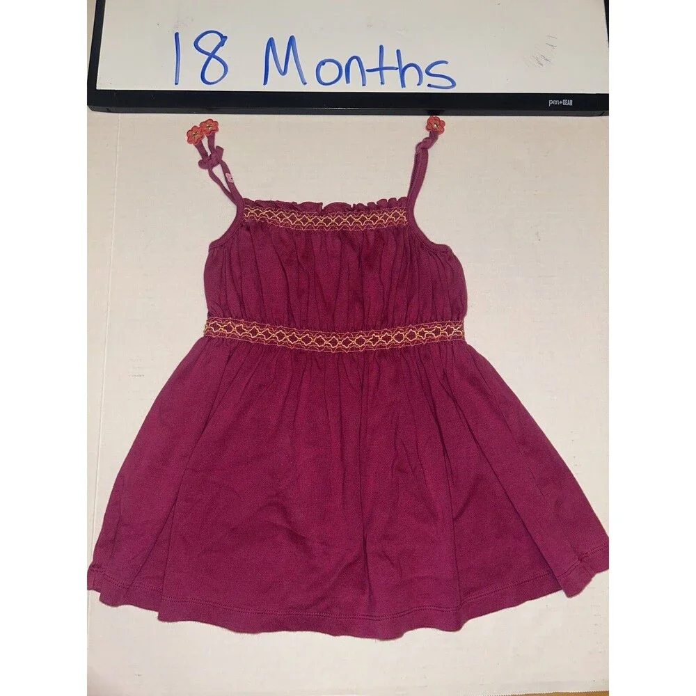 Toddler Girls Gymboree Dress Dark Pink Spaghetti Strap 18-24 Months